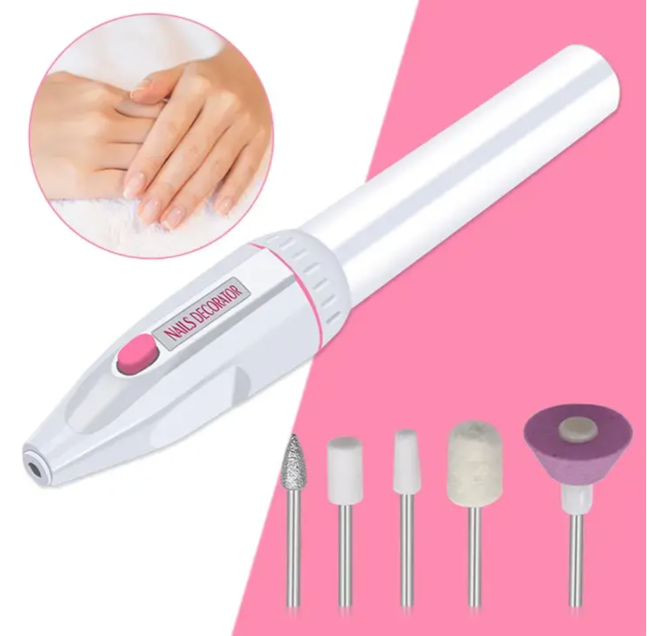 Electric Nail Drill Kit Manicure 5 Drills Grinding Burnishing Machine Nail art Manicure Pedicure Kit,Electric Nail Portable Mini Nail Grinding Tool with 5 Drills Personal Care