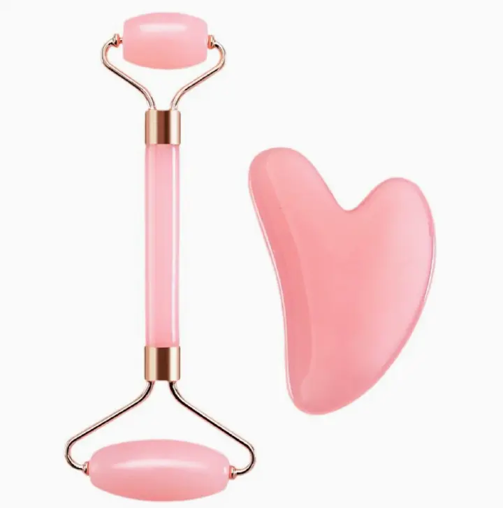 2pcs/set Skin Care Facial Rollers+Face Spa Massager Neck Roller Gua Sha Scraper Board Face Lift Up Wrinkle Remover Face Roller Scraper Set