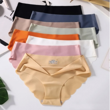 8pcs Women's Panties Seamless Silk Satin Female Underwear Sexy Lingerie Sweet Wavy Edge Briefs Comfort Sport Underpants