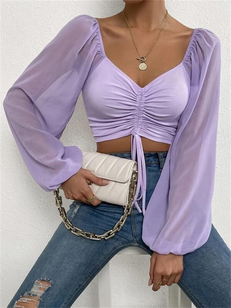 Summer New V-neck Chiffon Drawstring Lantern Sleeve Tight Fashion Sexy Shirt Top
Summer New V-neck Chiffon Drawstring Lantern Sleeve Tight Fashion Sexy Shirt Top