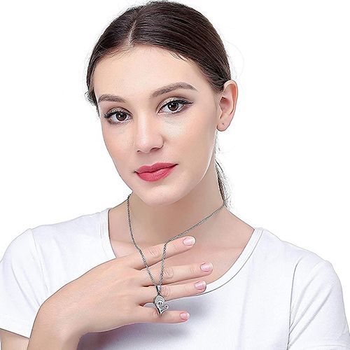 2Pcs/Set Couple Heart Shape I Love You Pendant Necklace Lovers Couples Jewelry Valentine's Gift，Fashion Couple Necklace Jewelry Unisex Lovers Couples Necklaces & Pendants