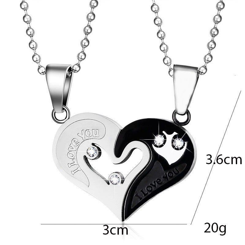 2Pcs/Set Couple Heart Shape I Love You Pendant Necklace Lovers Couples Jewelry Valentine's Gift，Fashion Couple Necklace Jewelry Unisex Lovers Couples Necklaces & Pendants