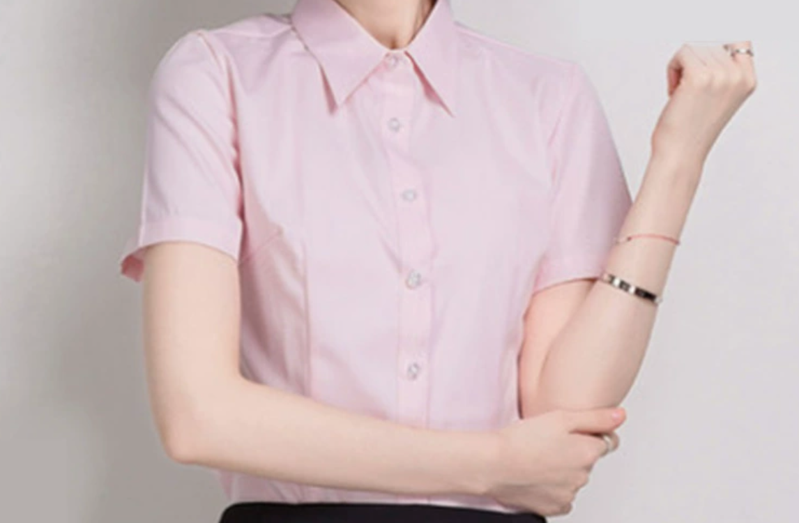 Women's short sleeved professional dress, formal work clothes, slim fit elastic cotton material, no ironing top polo shirts