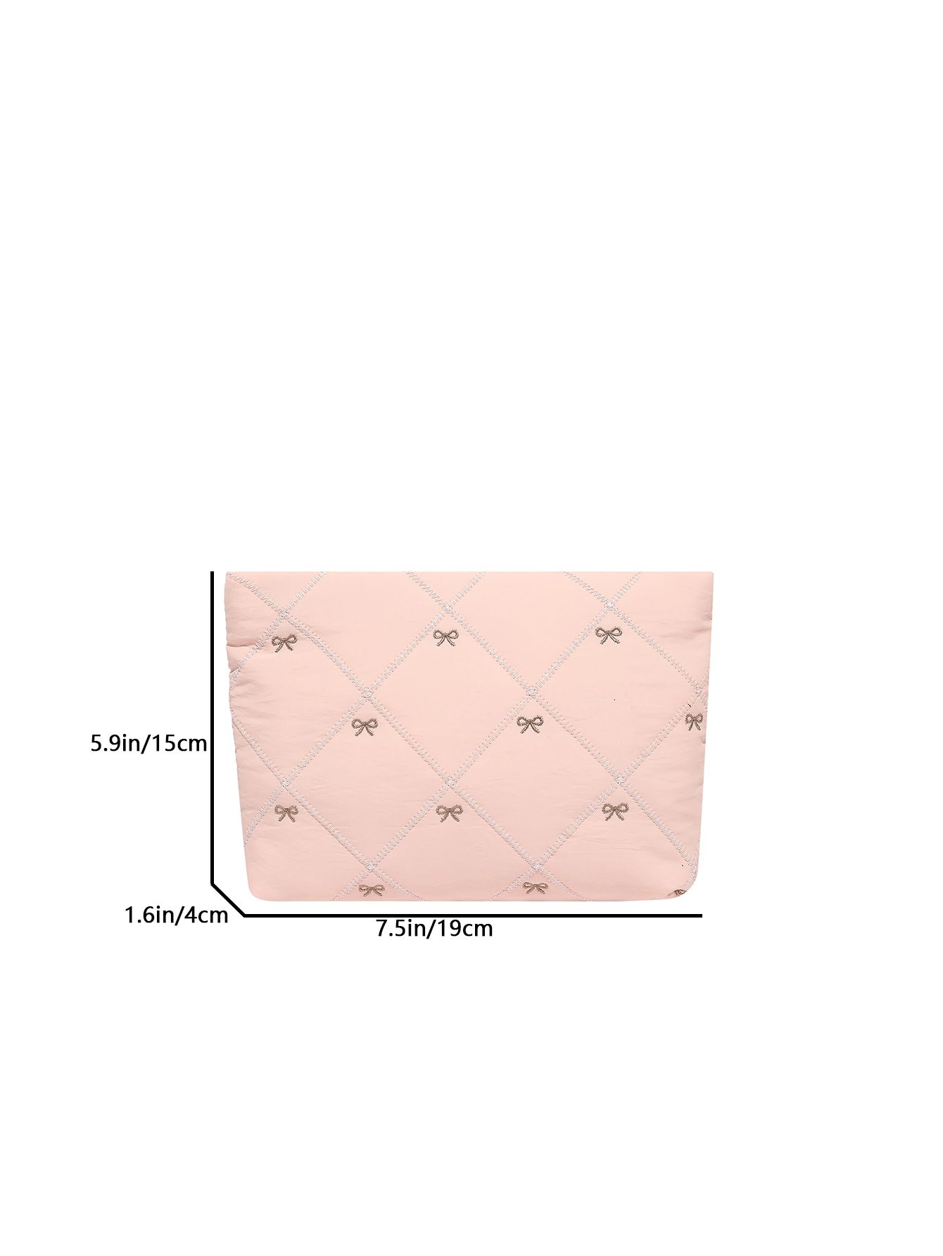 Butterfly knot pattern is fashionable and versatile. Quilted embroidery thread grid filled cotton makeup bag, casual hand-held bag, warm down small bag, inner bag, wash bag, pen bag, travel bag