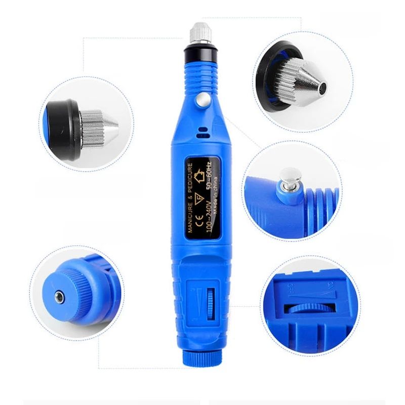 1 Set Mini Electric Nail Drill Machine Kit Manicure Machine Nail Art Pen Pedicure Nail File Art Tools Mill Cutter with Nail Bits