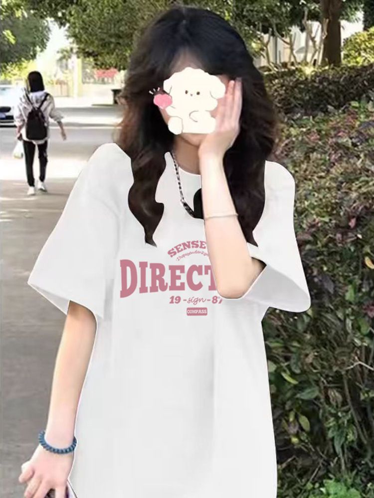 American T-shirt short sleeved women's spring and summer new design sense top, pure cotton shoulder half sleeved T-shirt, loose oversized