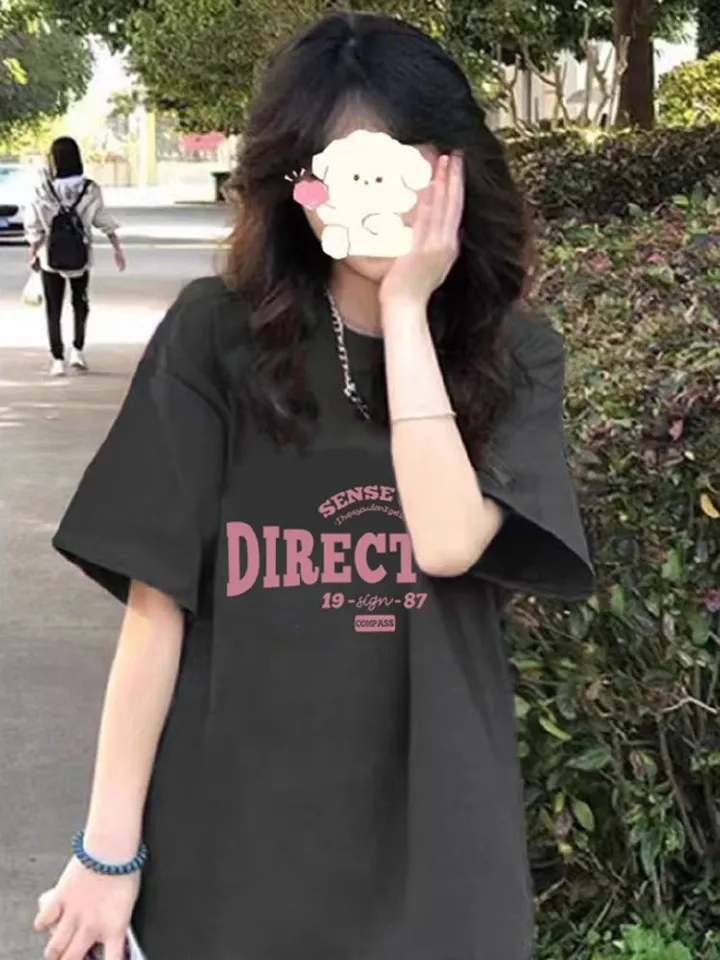 American T-shirt short sleeved women's spring and summer new design sense top, pure cotton shoulder half sleeved T-shirt, loose oversized