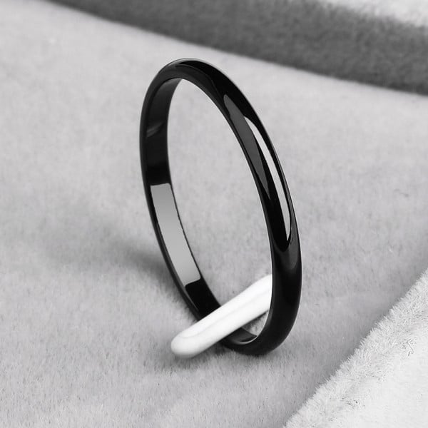 2mm Men Women Thin Stainless Steel Ring Rose Gold Black Silver Color Engagement Ring Smooth Simple Wedding Rings For Couple