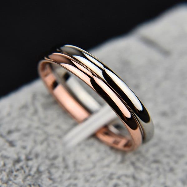 2mm Men Women Thin Stainless Steel Ring Rose Gold Black Silver Color Engagement Ring Smooth Simple Wedding Rings For Couple