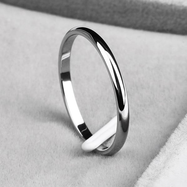 2mm Men Women Thin Stainless Steel Ring Rose Gold Black Silver Color Engagement Ring Smooth Simple Wedding Rings For Couple