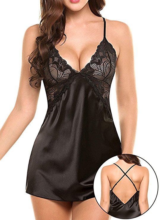 Nightgowns & Sleepshirts New product hot sale Women Nightgowns Satin Lace Sleepwear Nightwear Pyjama Women Home Clothing Sleepwear Black Nightgowns & Sleepshirts lace pajamas Women's comfort