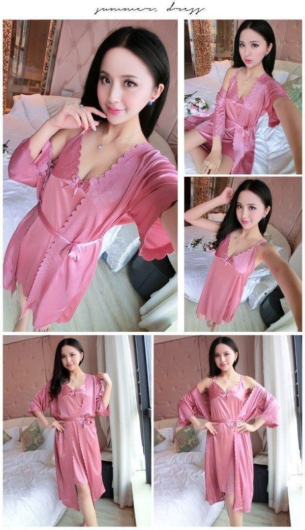 New multi-color 2 / set of sexy lace women's pajamas pajamas pajamas Pajamas Pajamas Pajamas Pajamas women's dresses Fat mm plus fat plus code ice silk two sets of lace home clothes suspender pajamas