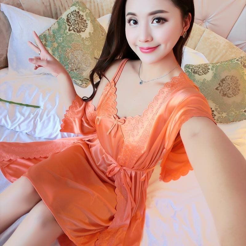 New multi-color 2 / set of sexy lace women's pajamas pajamas pajamas Pajamas Pajamas Pajamas Pajamas women's dresses Fat mm plus fat plus code ice silk two sets of lace home clothes suspender pajamas