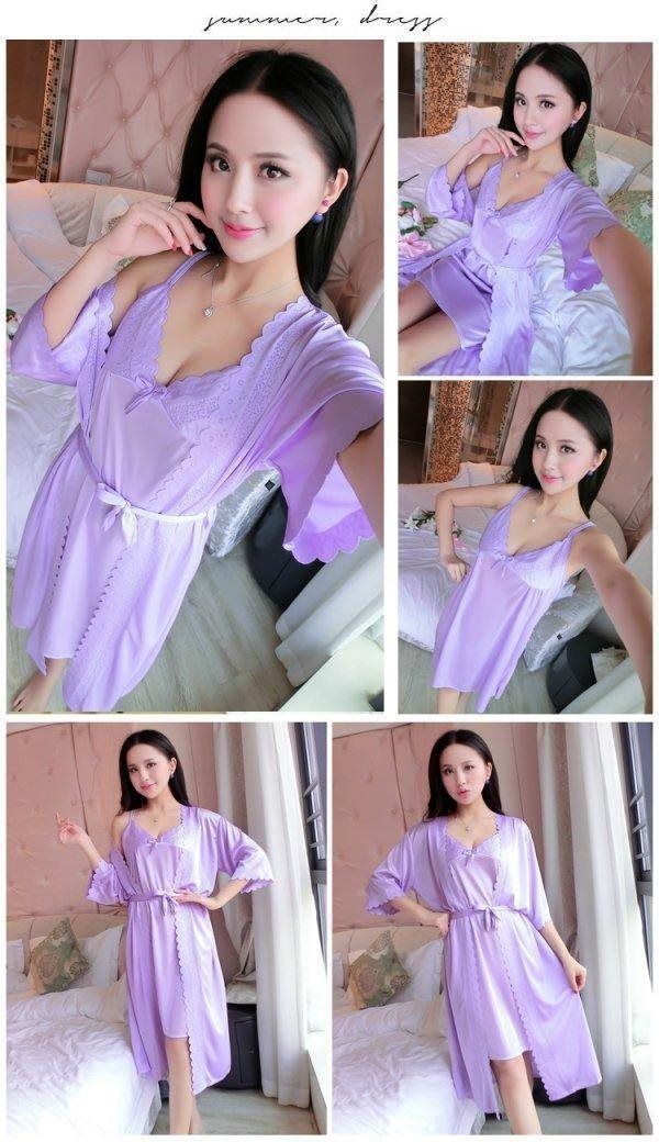 New multi-color 2 / set of sexy lace women's pajamas pajamas pajamas Pajamas Pajamas Pajamas Pajamas women's dresses Fat mm plus fat plus code ice silk two sets of lace home clothes suspender pajamas