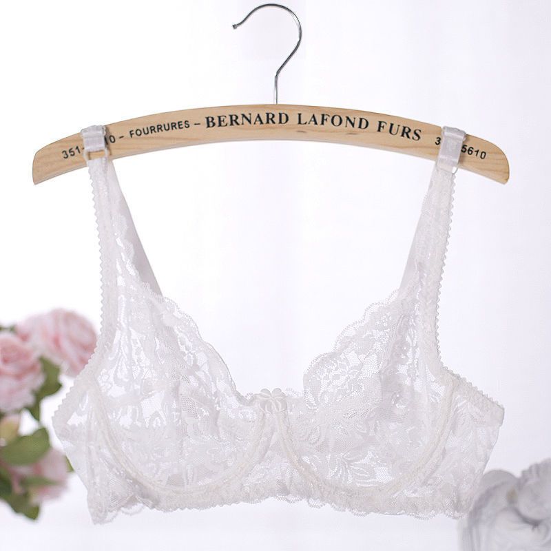 Women's sexy all lace transparent bra set gathers girls' ultra-thin breathable and comfortable soft underwear