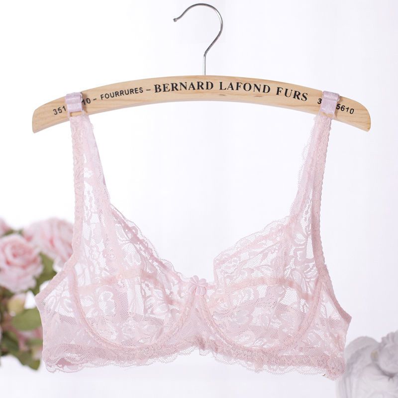 Women's sexy all lace transparent bra set gathers girls' ultra-thin breathable and comfortable soft underwear