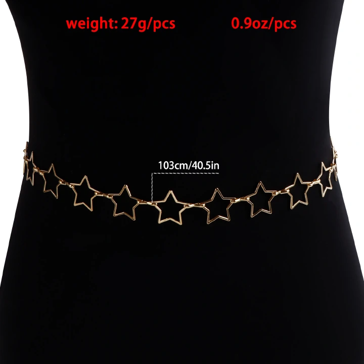 Stylish And Simple Hollow Five-Pointed Star Waist Chain, Personalized Trend Versatile Body Chain Accessories Women