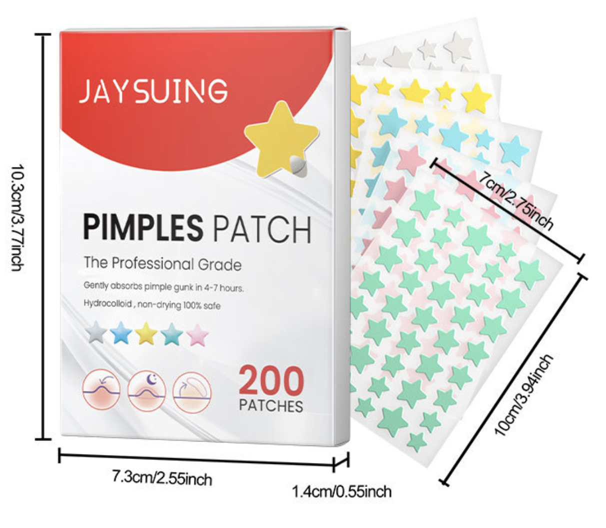 200pcs Repair Acne Patch Facial Skin Care Fade Blemishes Pimple Marks Closed Acne Blemishes Cover Acne Pimple Repair Patch