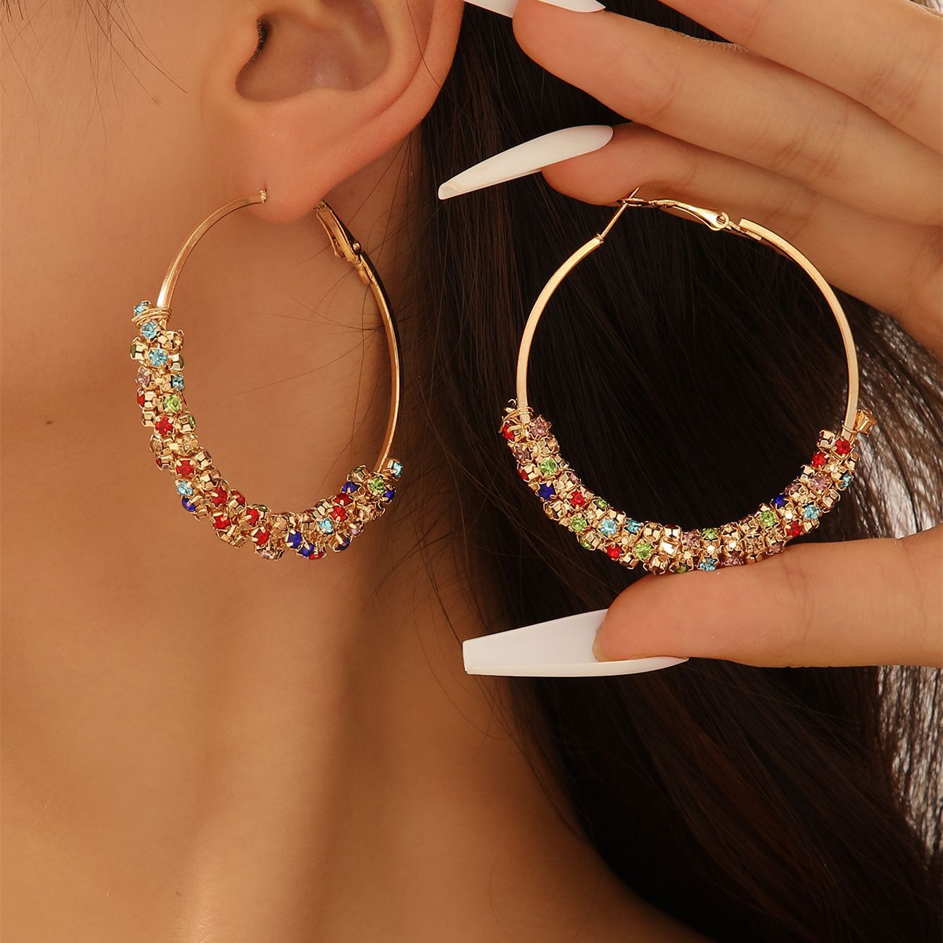 Hot Selling Light Luxury Trend Geometric Circle Earrings Female Internet Celebrity Temperament Retro Earrings Niche