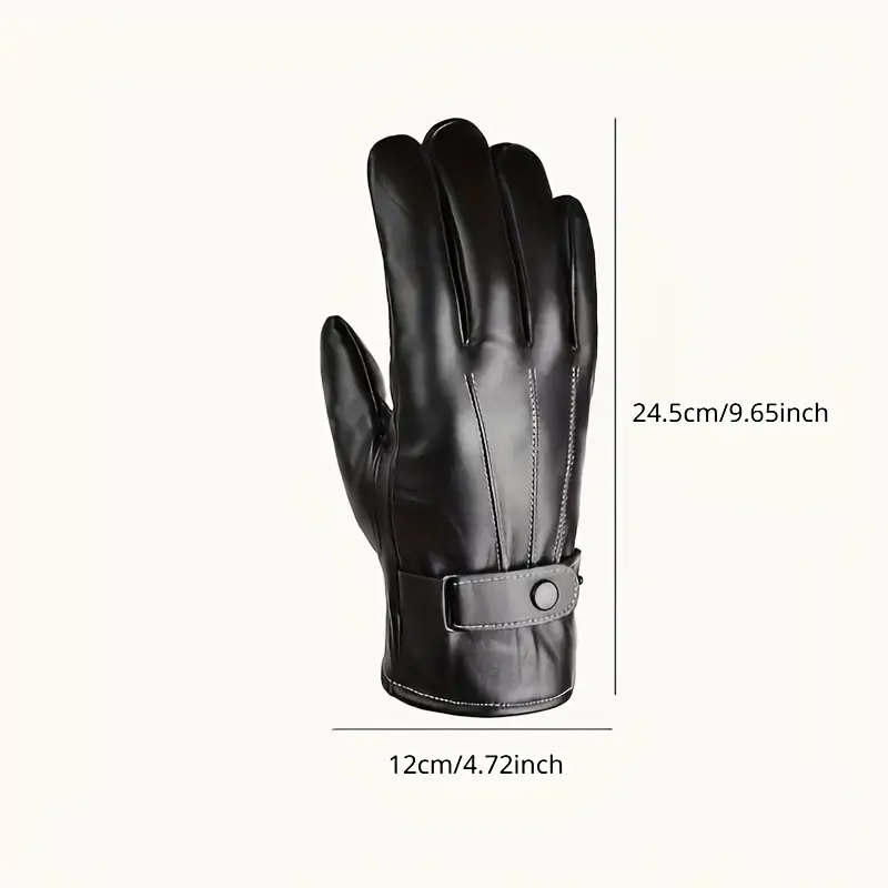 1 Pair Touchscreen Winter Gloves, Windproof Faux Leather with Plush Lining - Warm, Comfortable, Elastic Fit for Outdoor Cycling & Activities - No Electricity Required, Winter Gloves