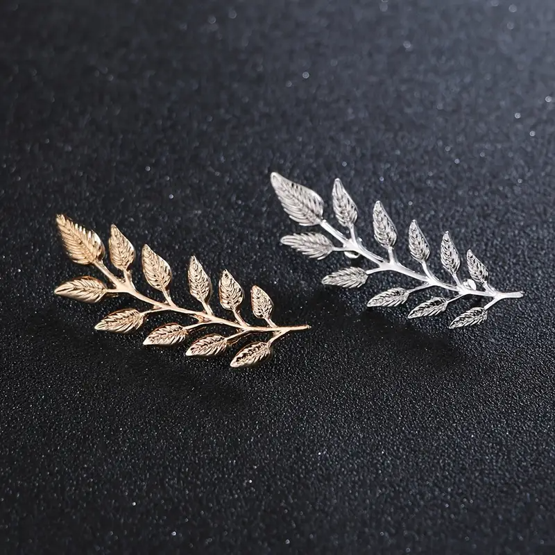 1 Pair Vintage-Inspired Golden Alloy Wheat Sheaf Brooch Pins | Leaf & Wheat Design, Perfect for Men's & Women's Dress Shirts, Ideal for Daily Wear & Special Occasions, Festive Accessory, Durable Alloy