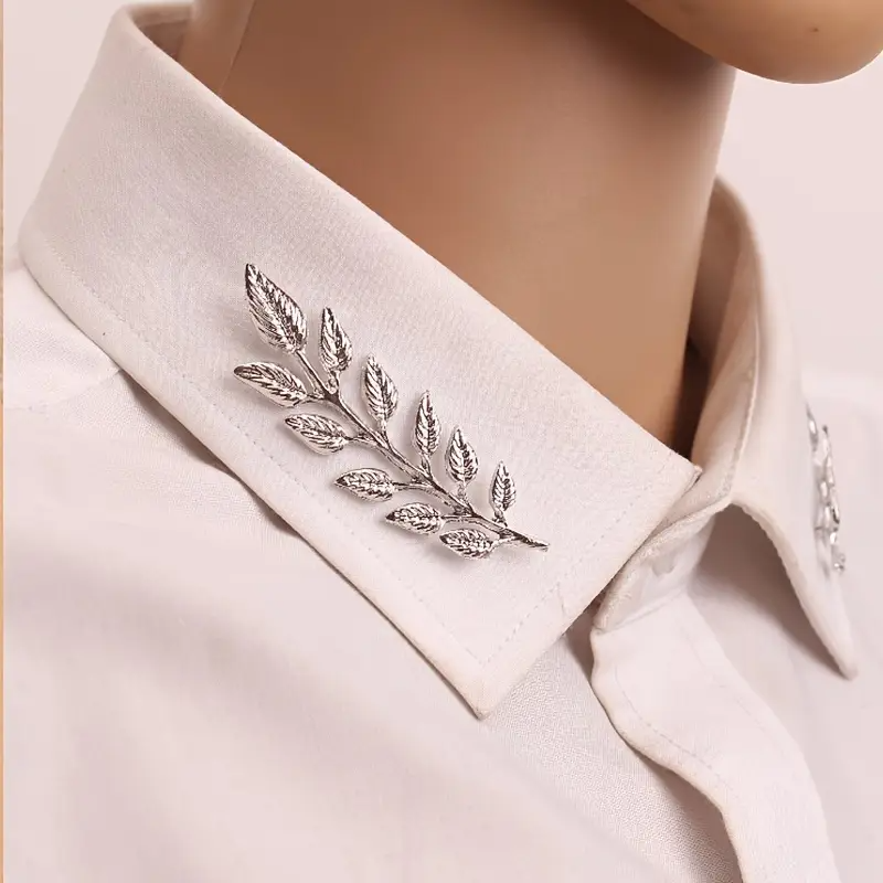1 Pair Vintage-Inspired Golden Alloy Wheat Sheaf Brooch Pins | Leaf & Wheat Design, Perfect for Men's & Women's Dress Shirts, Ideal for Daily Wear & Special Occasions, Festive Accessory, Durable Alloy