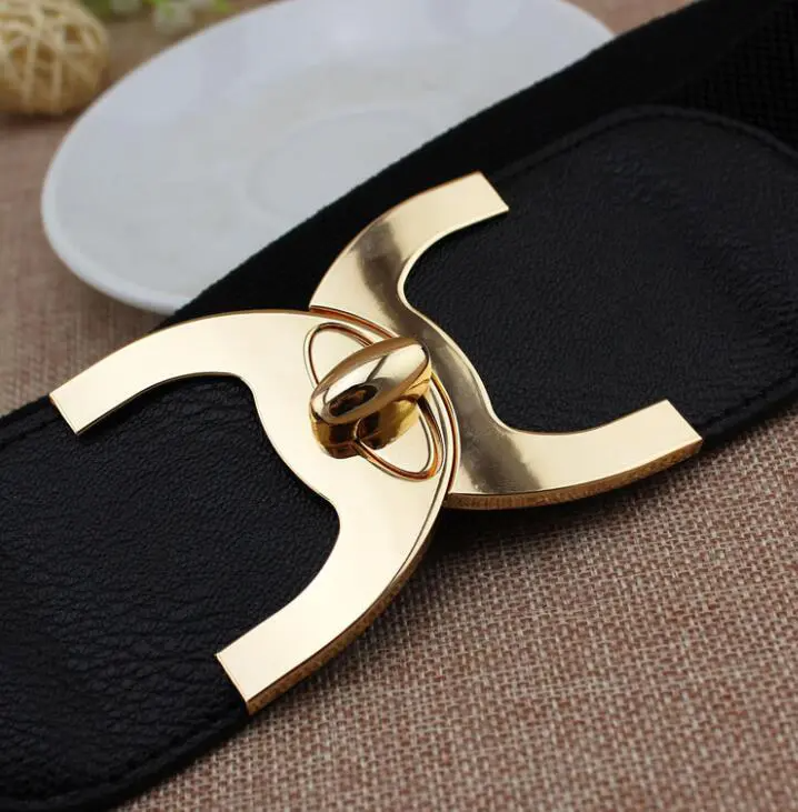 Hanging Buckle Wide Belt Female Waist Seal with Skirt Elastic Wide Belt Versatile Simplicity Waist