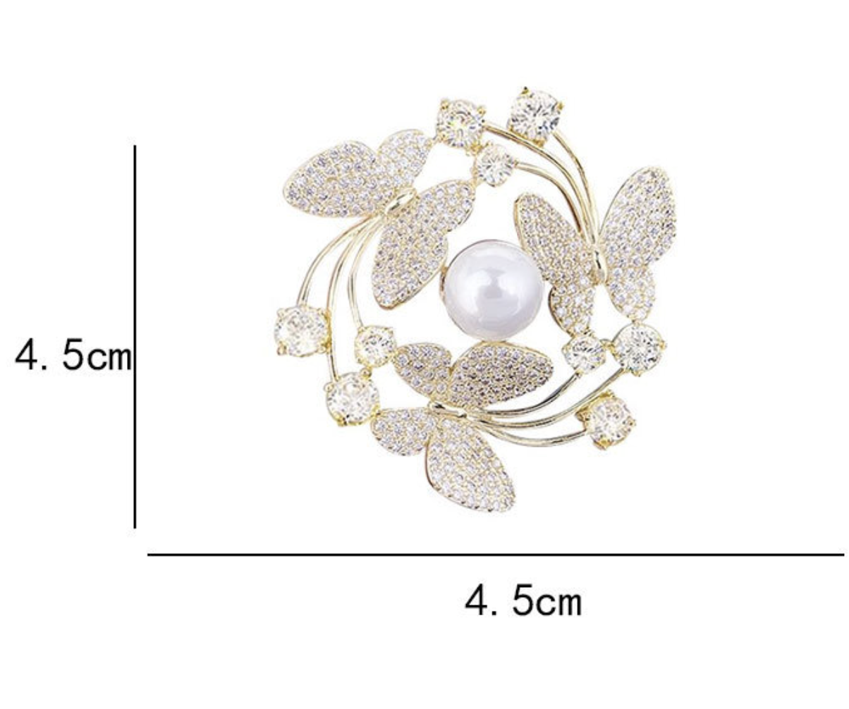 1pc Temperament butterfly wreath brooch fashion jewelry suit pin gemstone inlaid generous brooch