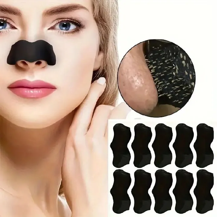 10pcs bamboo charcoal to remove blackheads, nose patches, shrink pores, remove acne, T-zone blackheads, nose patches, pig nose patches