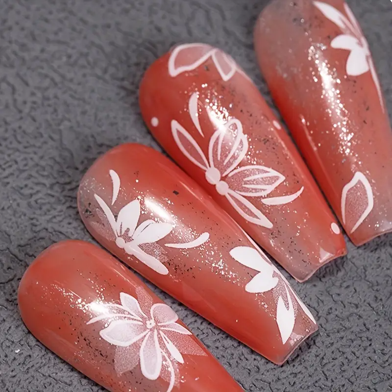 2pcs Waterproof & Oil-Resistant PET Nail Stickers and Decals, Elegant White Orchid 3D Nail Stickers, Self-Adhesive Petal Nails, Suitable for DIY Wedding Nail Decorations view 10