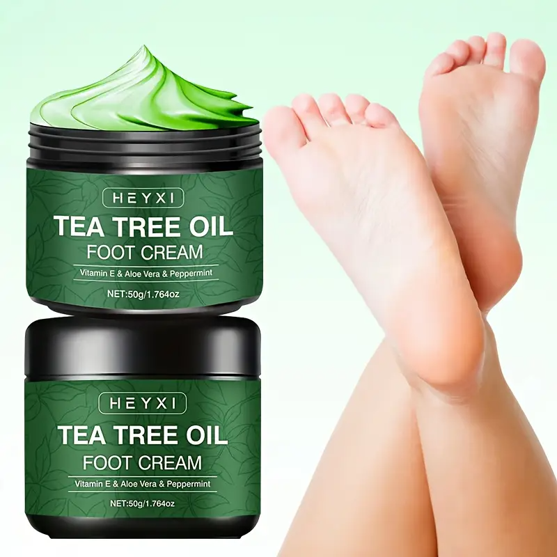 Tea Tree Oil Foot Cream, Enriched with Vitamin E, Aloe Vera and Mint for Deep Moisturizing of Dry Rough Cracked – Long-Lasting Fresh Scent & Plant Sterol Content with Plant