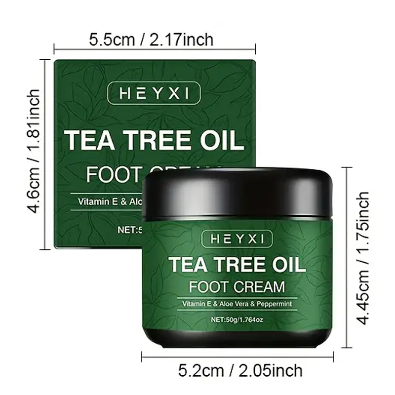 Tea Tree Oil Foot Cream, Enriched with Vitamin E, Aloe Vera and Mint for Deep Moisturizing of Dry Rough Cracked – Long-Lasting Fresh Scent & Plant Sterol Content with Plant