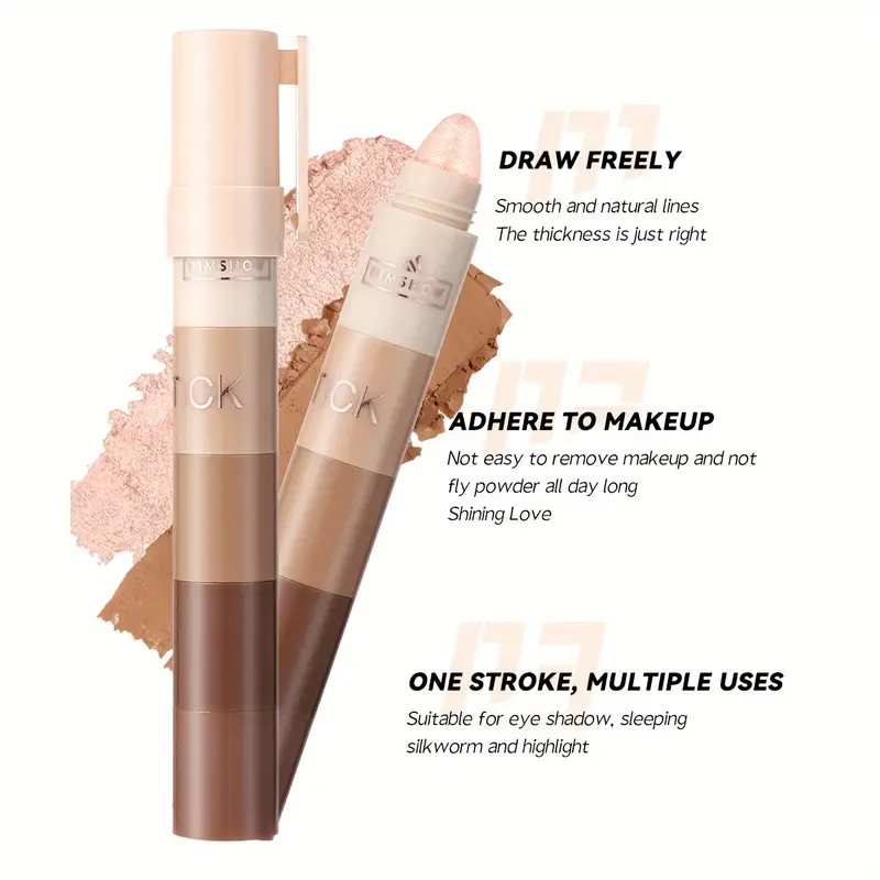 5-in-1 Eyeshadow Stick - Pearly Glitter & Shimmer, Long-Lasting, Easy Application for Music Festivals - Multicolor, Lazy Eye Makeup, Cosmetics view 4