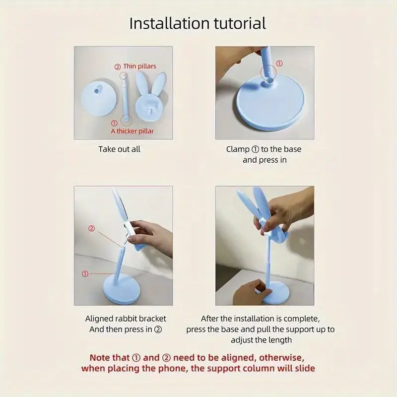 Bunny Ear Style Mobile Phone Holder - Adjustable and Retractable Design, a Must-Have for Live Streaming, Video Calling, Watching Shows, and Watching Movies on the Desk or Tablet