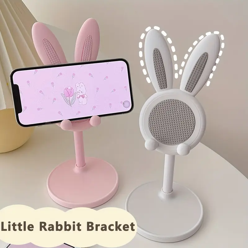 Bunny Ear Style Mobile Phone Holder - Adjustable and Retractable Design, a Must-Have for Live Streaming, Video Calling, Watching Shows, and Watching Movies on the Desk or Tablet