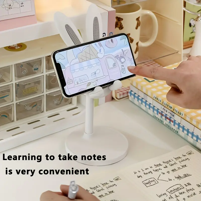 Bunny Ear Style Mobile Phone Holder - Adjustable and Retractable Design, a Must-Have for Live Streaming, Video Calling, Watching Shows, and Watching Movies on the Desk or Tablet
