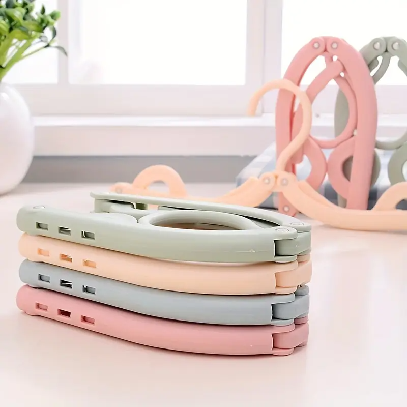 10pcs Portable Folding Hangers with Anti-Slip Grip - Durable Plastic, Ideal for Travel & Home Use,Bedroom Special Storage Clothes Hanging