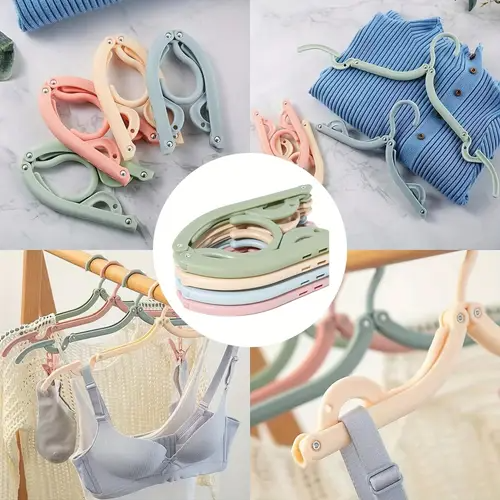 10pcs Portable Folding Hangers with Anti-Slip Grip - Durable Plastic, Ideal for Travel & Home Use,Bedroom Special Storage Clothes Hanging