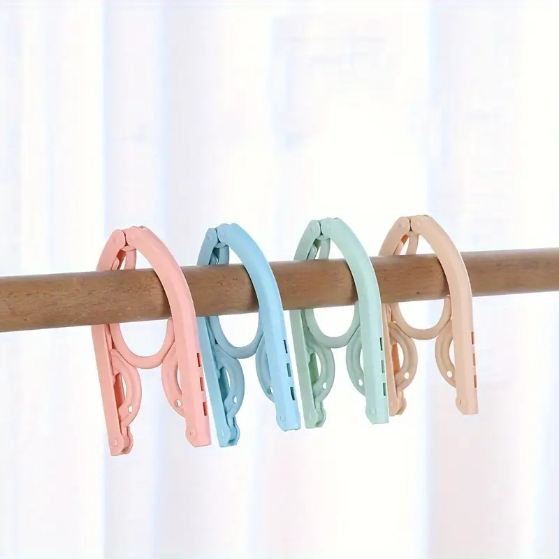 10pcs Portable Folding Hangers with Anti-Slip Grip - Durable Plastic, Ideal for Travel & Home Use,Bedroom Special Storage Clothes Hanging
