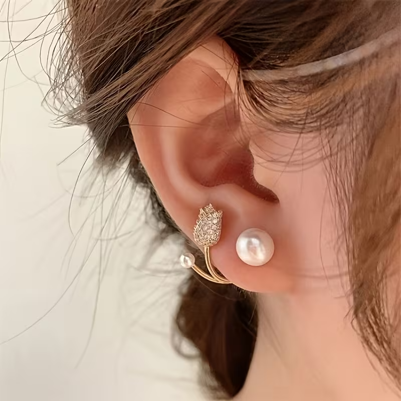Elegant Faux 1 Pair Daisy Flower Studs Korean Style Women's Earrings | Suitable for Daily Wear, Travel and Party Celebrations | Perfect Gift for Girlfriend, Mother's Day Present