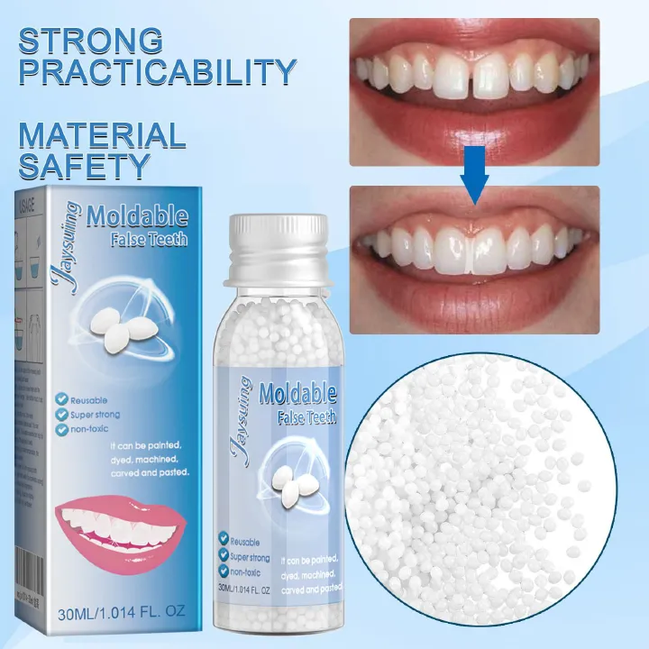 30ml Resin Temporary Tooth Repair Granules Teeth Gaps Missing Broken Tooth False Teeth Filling Moldable Solid Glue Dental Care
