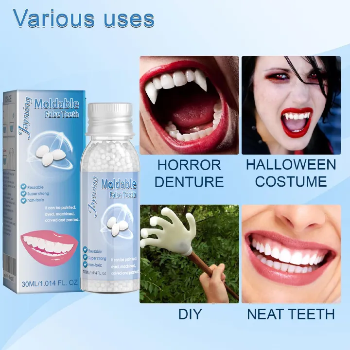 30ml Resin Temporary Tooth Repair Granules Teeth Gaps Missing Broken Tooth False Teeth Filling Moldable Solid Glue Dental Care