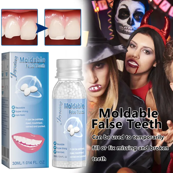 30ml Resin Temporary Tooth Repair Granules Teeth Gaps Missing Broken Tooth False Teeth Filling Moldable Solid Glue Dental Care