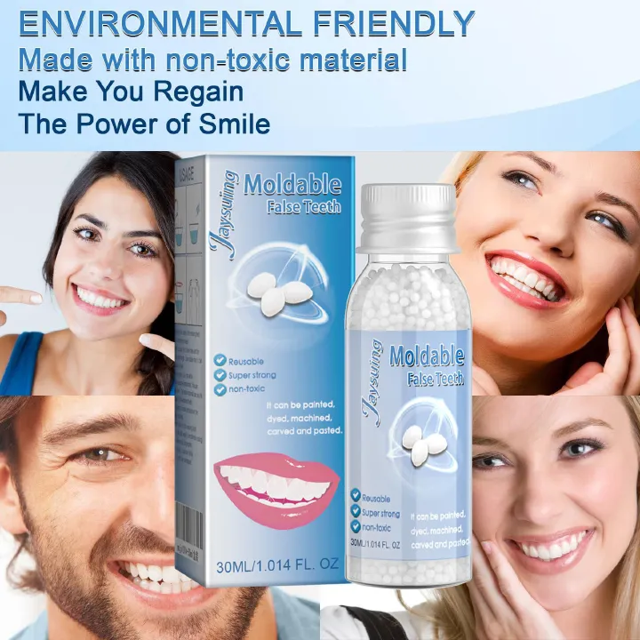 30ml Resin Temporary Tooth Repair Granules Teeth Gaps Missing Broken Tooth False Teeth Filling Moldable Solid Glue Dental Care