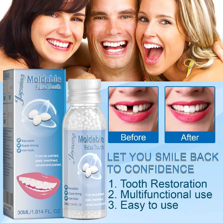 30ml Resin Temporary Tooth Repair Granules Teeth Gaps Missing Broken Tooth False Teeth Filling Moldable Solid Glue Dental Care