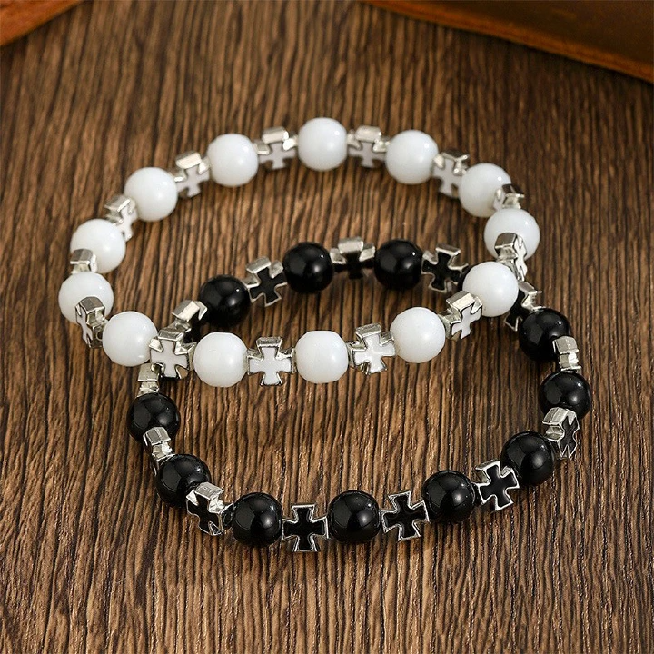 Geometric Cross Bracelet Men And Women Couples Fashion Versatile Niche Elastic Bracelet