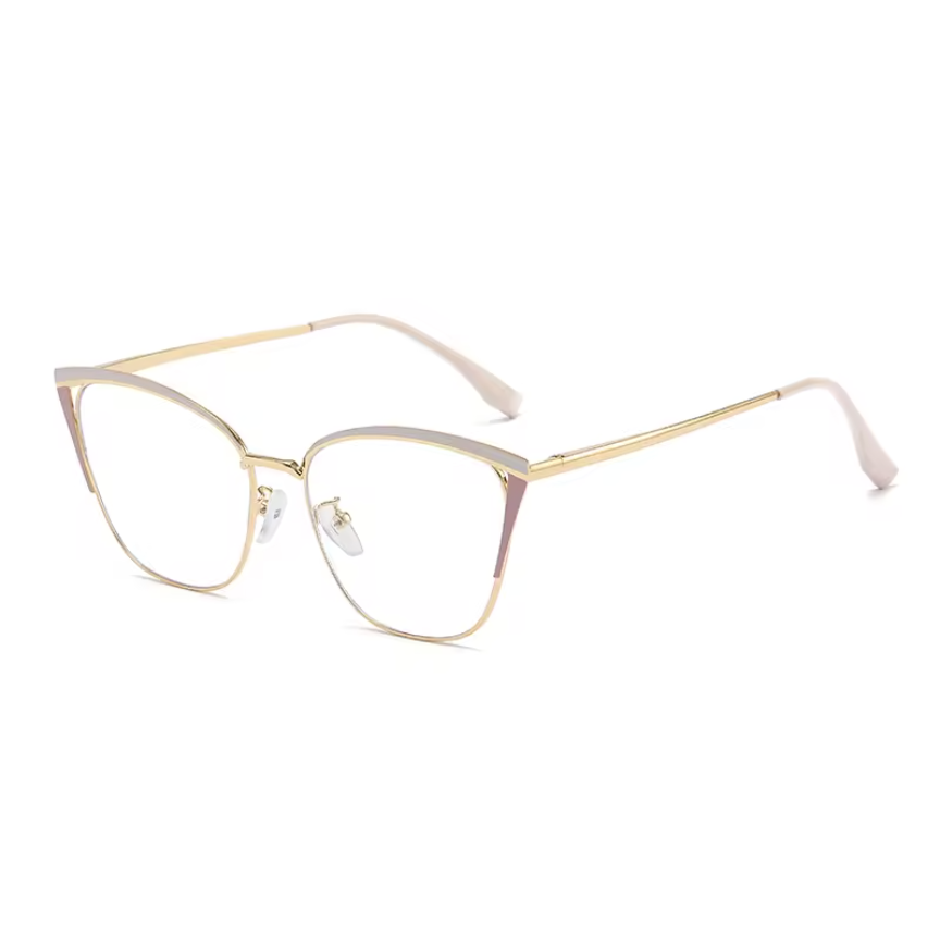 Women Change Color Optical Glasses Ladies Cat Eye Colorful Metal Photochromic Eyeglasses Frames Blue Light Blocking