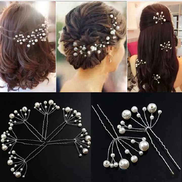5pcs Women Girls Fashion Hairpins Simulate Pearl Wedding Bridal Hair Pins Styling Tools Decoration Headwear Hair Clip Braiding
