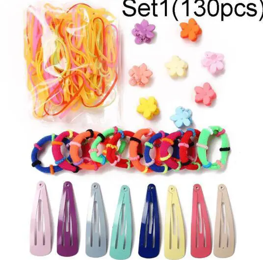 130Pcs Fashion Baby Kids Colorful Hair Band Rubber Hair Tie Girls Ponytail Hair Accessories