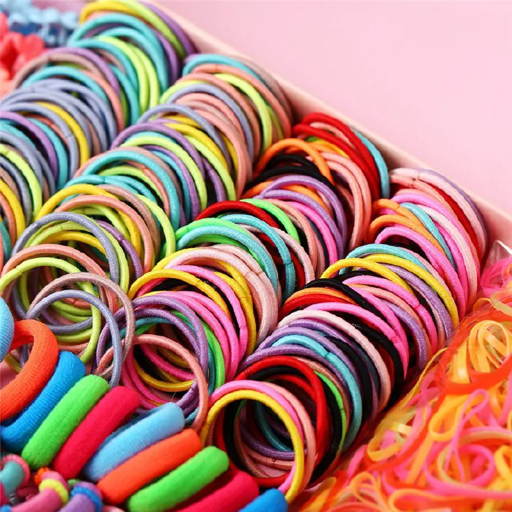 130Pcs Fashion Baby Kids Colorful Hair Band Rubber Hair Tie Girls Ponytail Hair Accessories